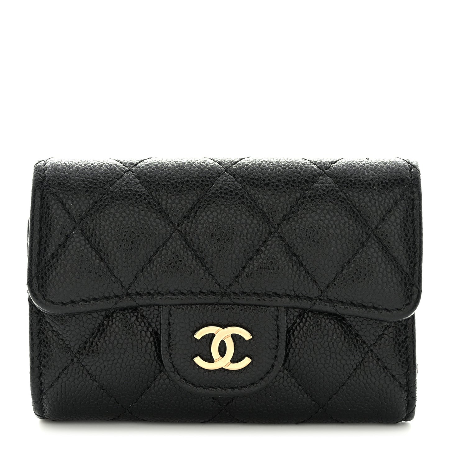 Caviar Quilted Classic 4 Key Holder Wallet Black