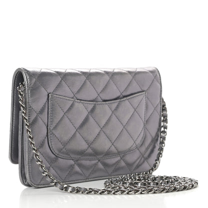 Chanel Metallic Aged Calfskin Quilted Reissue Wallet On Chain WOC Dark Silver 3 of 17