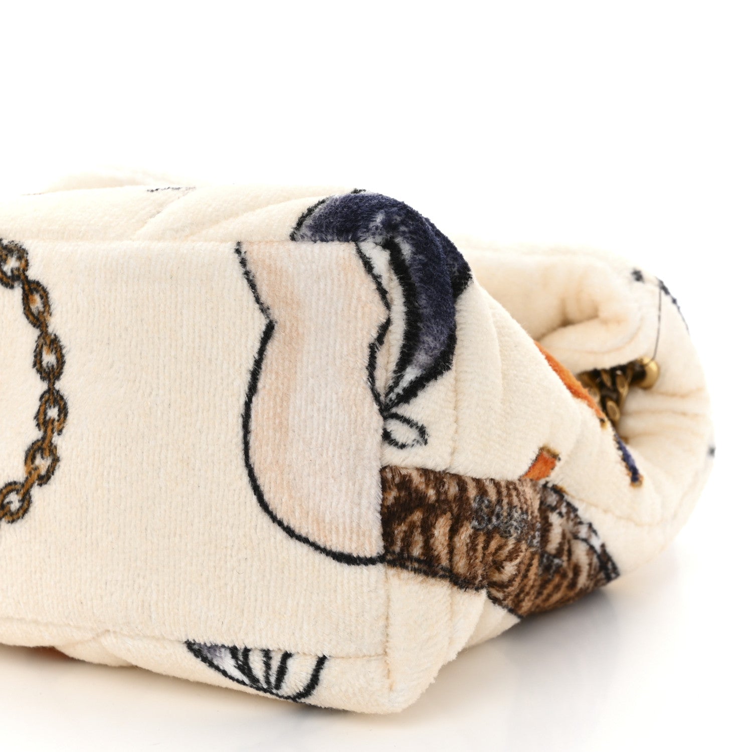 Saint Laurent Terrycloth Summer Print Quilted Small Loulou Puffer Monogram Chain Satchel Multicolor White 10 of 10