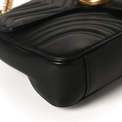 Gucci Calfskin Matelasse Medium GG Marmont Shoulder Bag Black 11 of 12