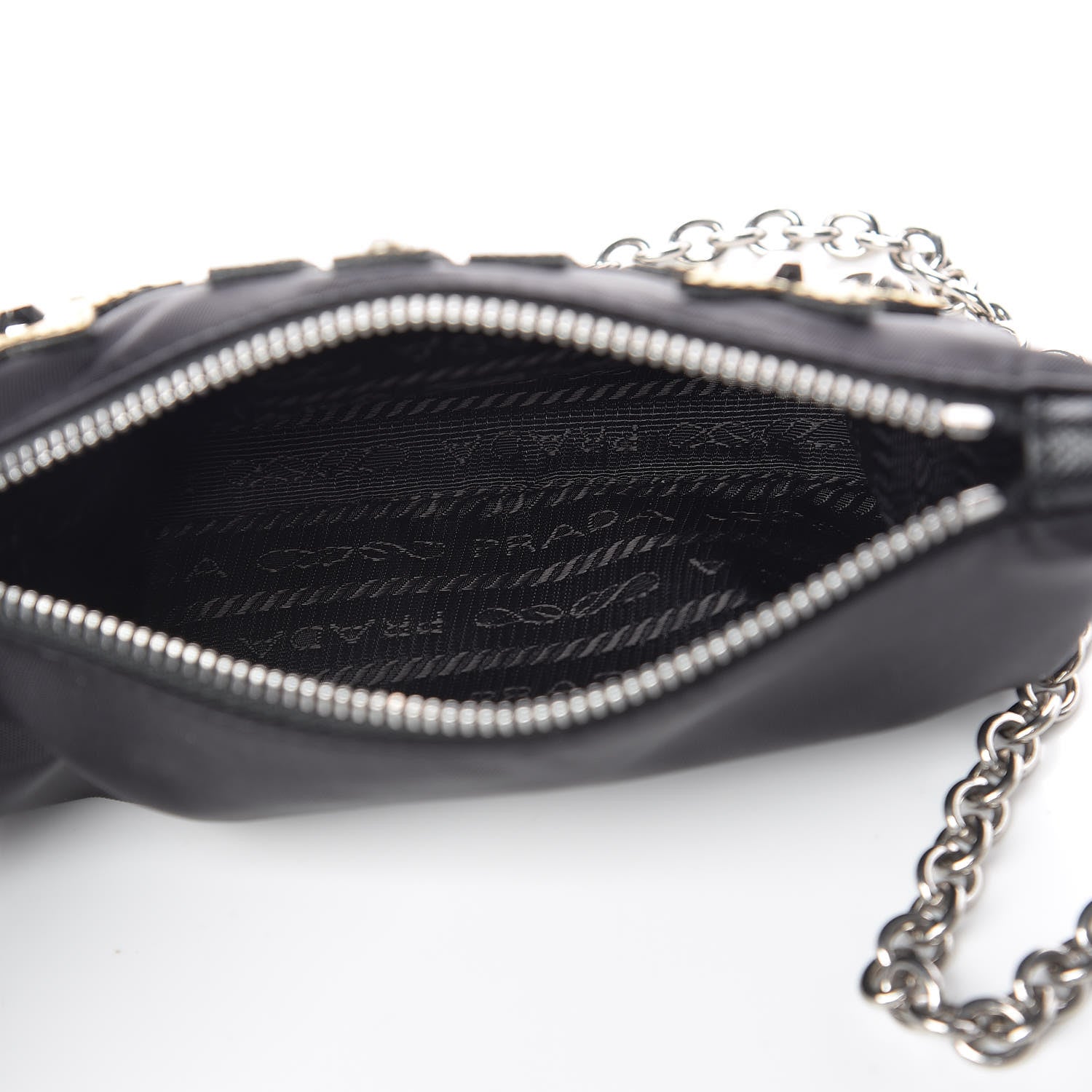 Prada Tessuto Nylon Robot Chain Pouch Black 5 of 10