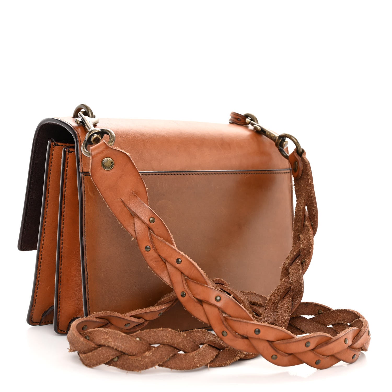 Saint Laurent Calfskin Medium Monogram Sunset Shoulder Bag With Braided Strap Natural Brown 3 of 9