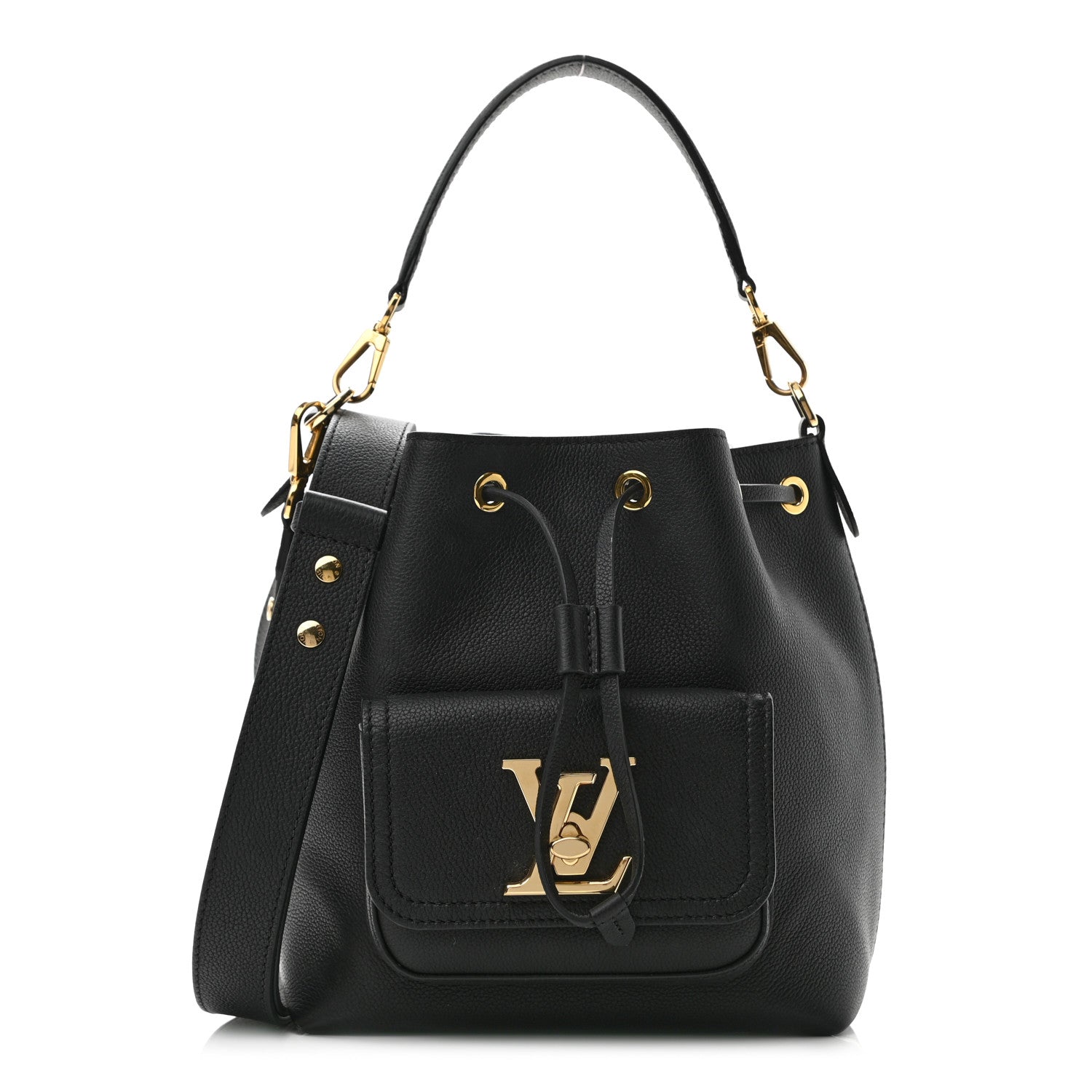 Louis Vuitton Calfskin Lockme Bucket MM Black 1 of 10