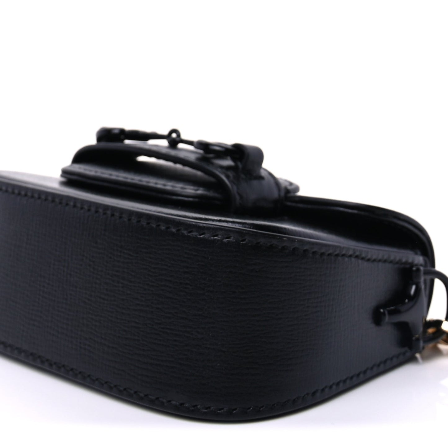 Azalea Calfskin Web Monochrome Horsebit 1955 Wallet On Strap  Black