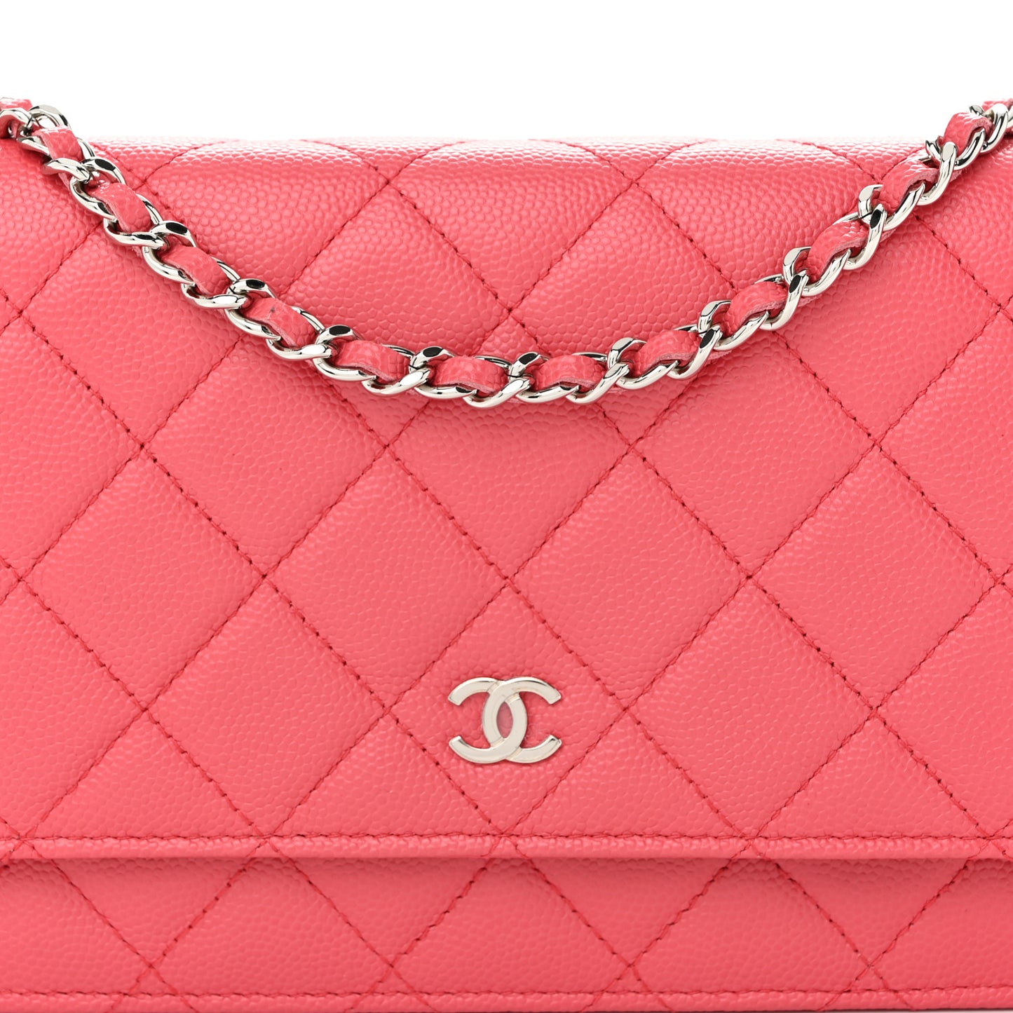 Caviar Quilted Wallet on Chain WOC Coral