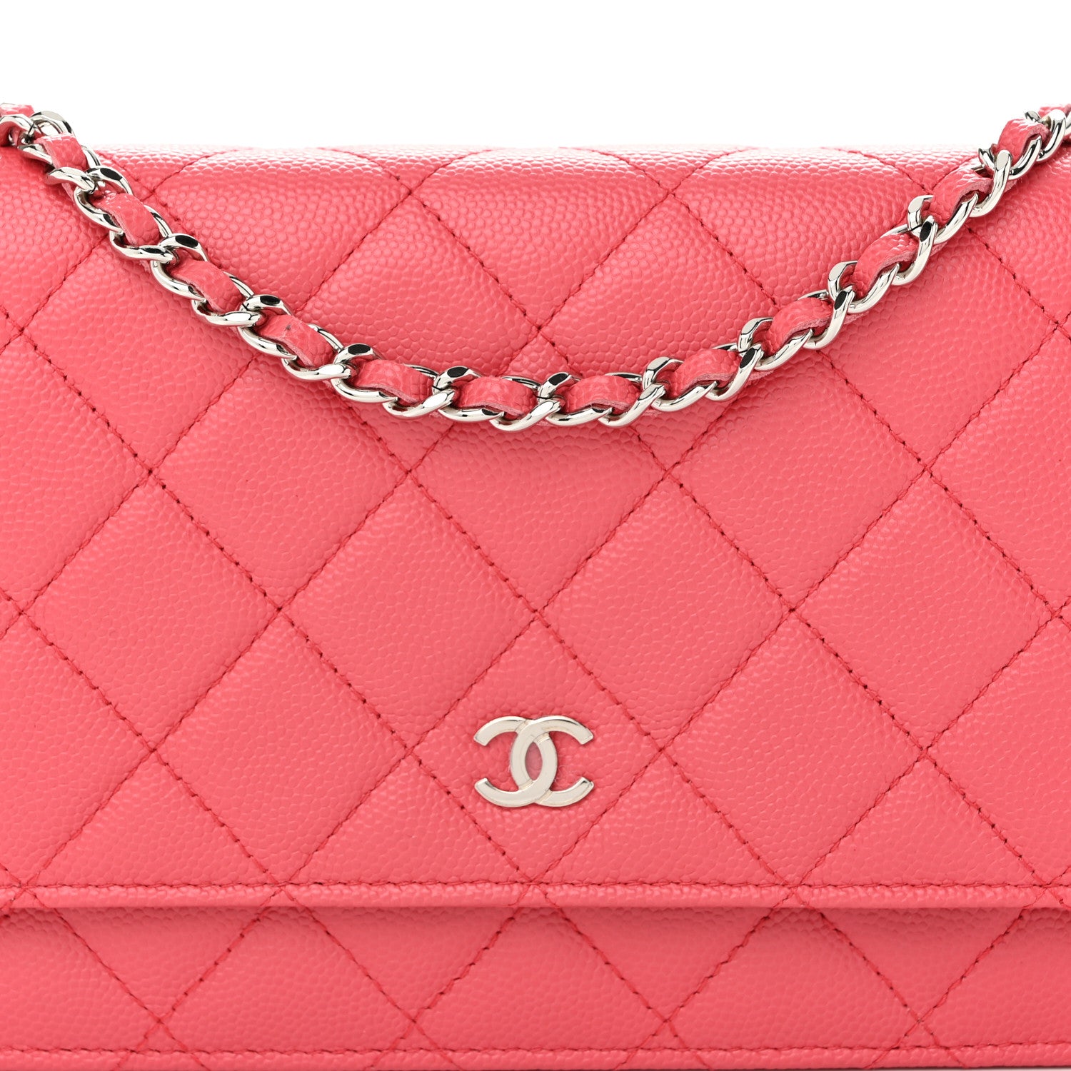 Chanel Caviar Quilted Wallet on Chain WOC Coral 9 of 13