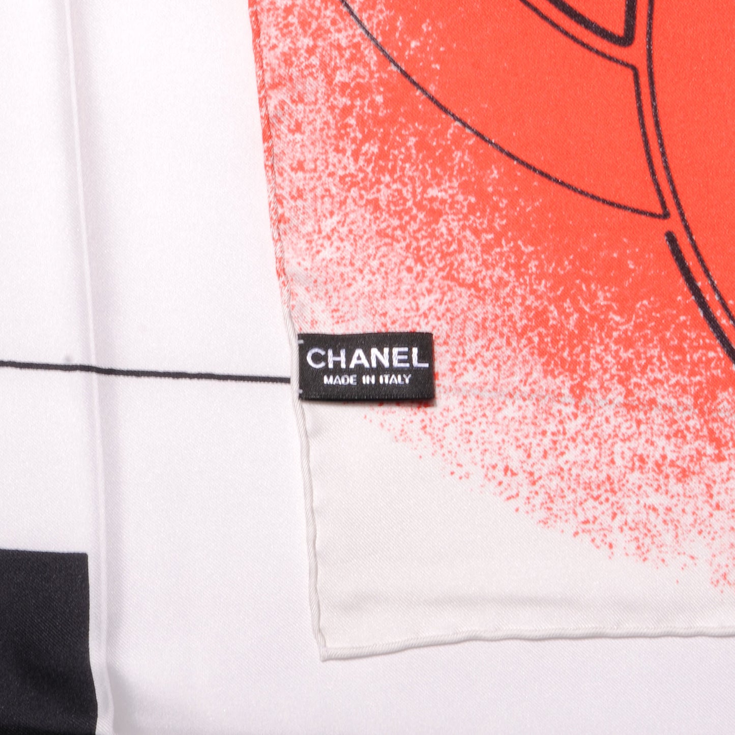 Silk CC Geometric Square Scarf White Red Black