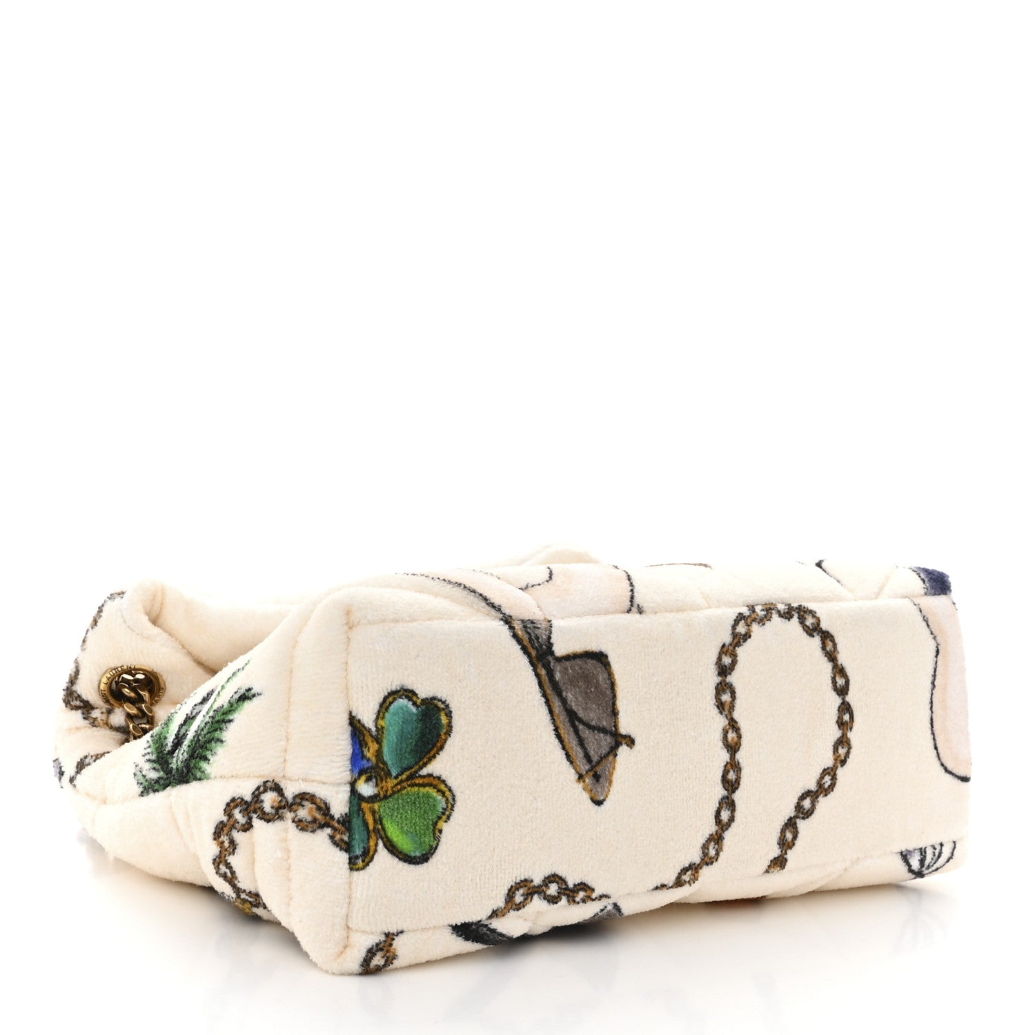 Saint Laurent Terrycloth Summer Print Quilted Small Loulou Puffer Monogram Chain Satchel Multicolor White 4 of 10