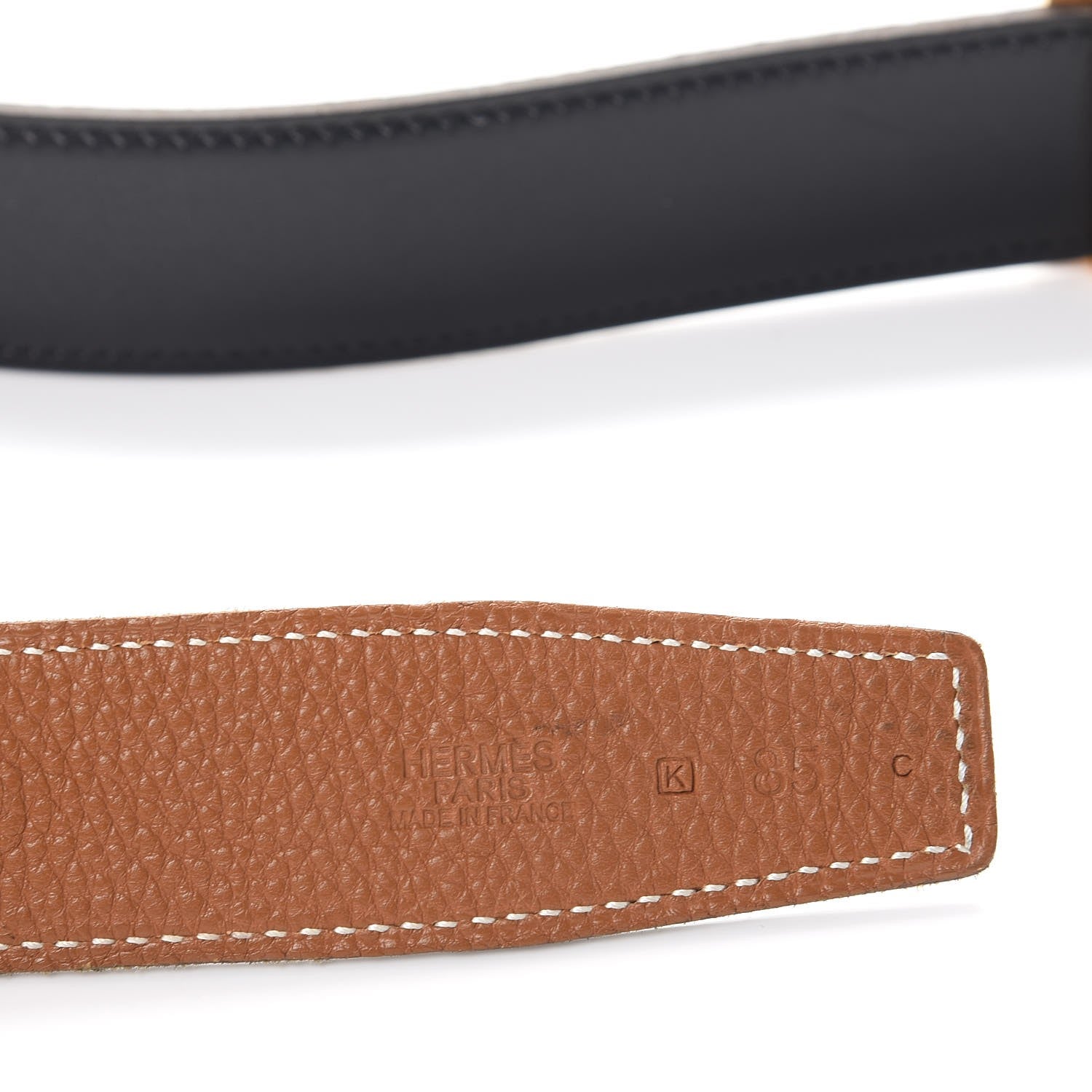 Hermes Box Togo 24mm Mini H Belt Black Gold 4 of 9