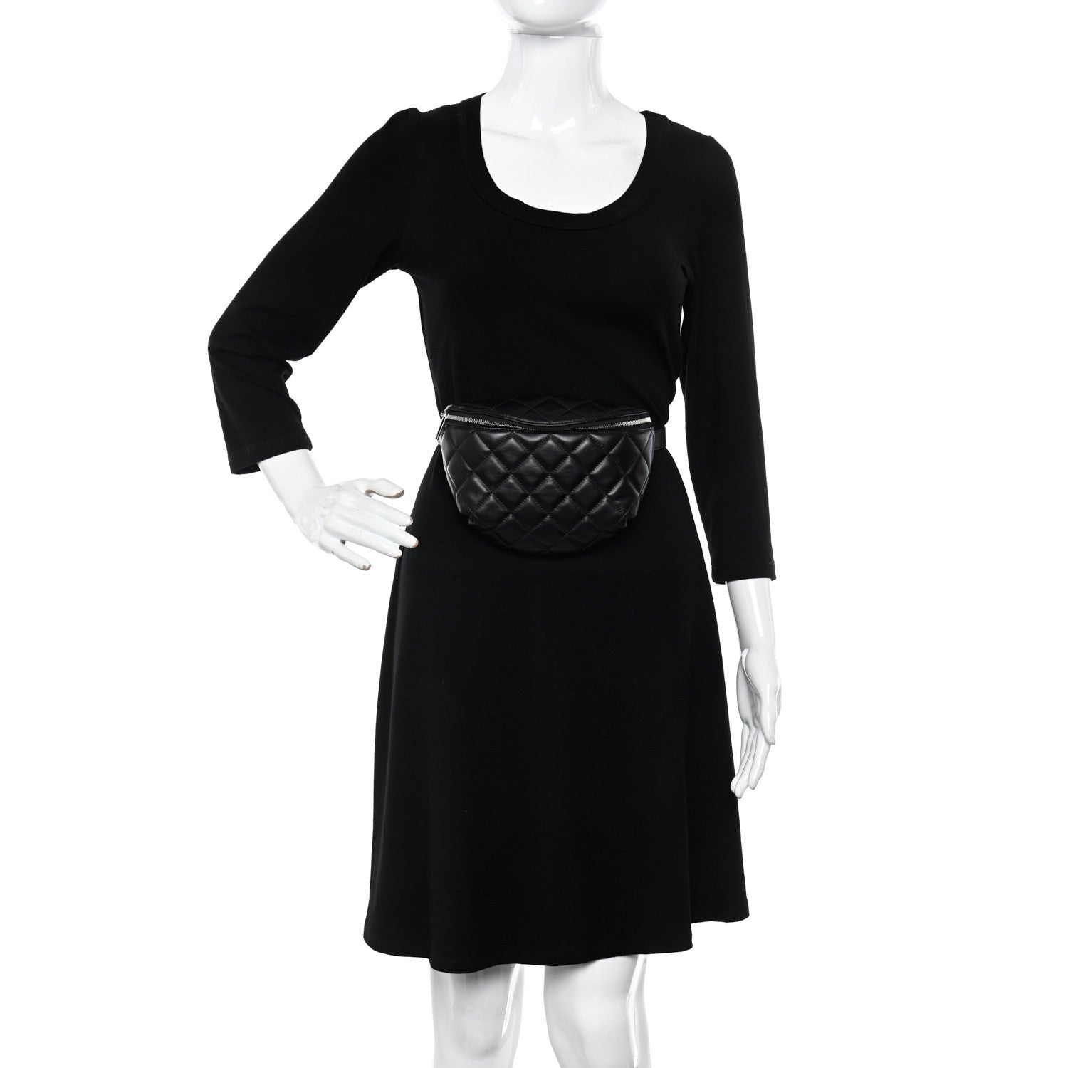 Chanel Calfskin Quilted Waist Belt Bag Black 2 of 7
