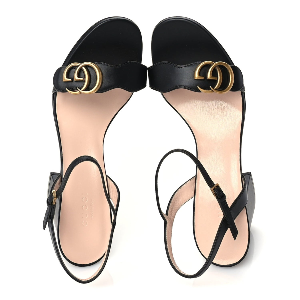 Lifford Calfskin GG Marmont Ankle Wrap 75mm Sandals 38 Black