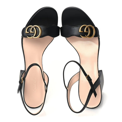 Gucci Lifford Calfskin GG Marmont Ankle Wrap 75mm Sandals 38 Black 5 of 7