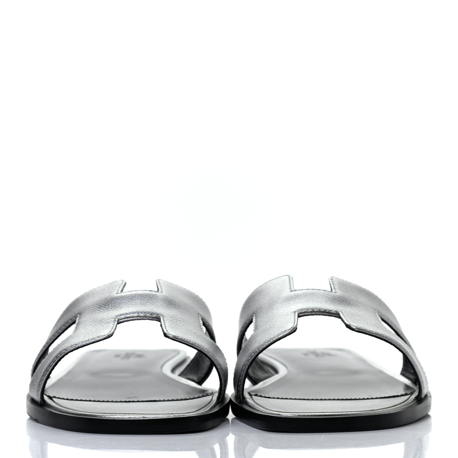 Hermes Metallic Epsom Oran Sandals 38 Gris Argente 2 of 8