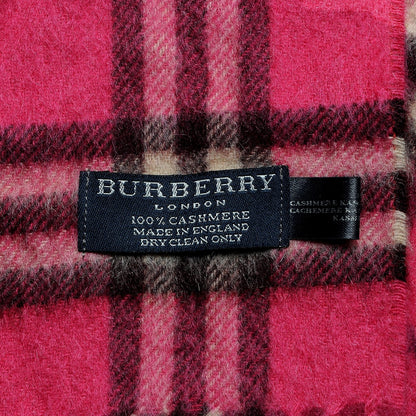 Burberry Cashmere Check Fringe Scarf Pink 4 of 4