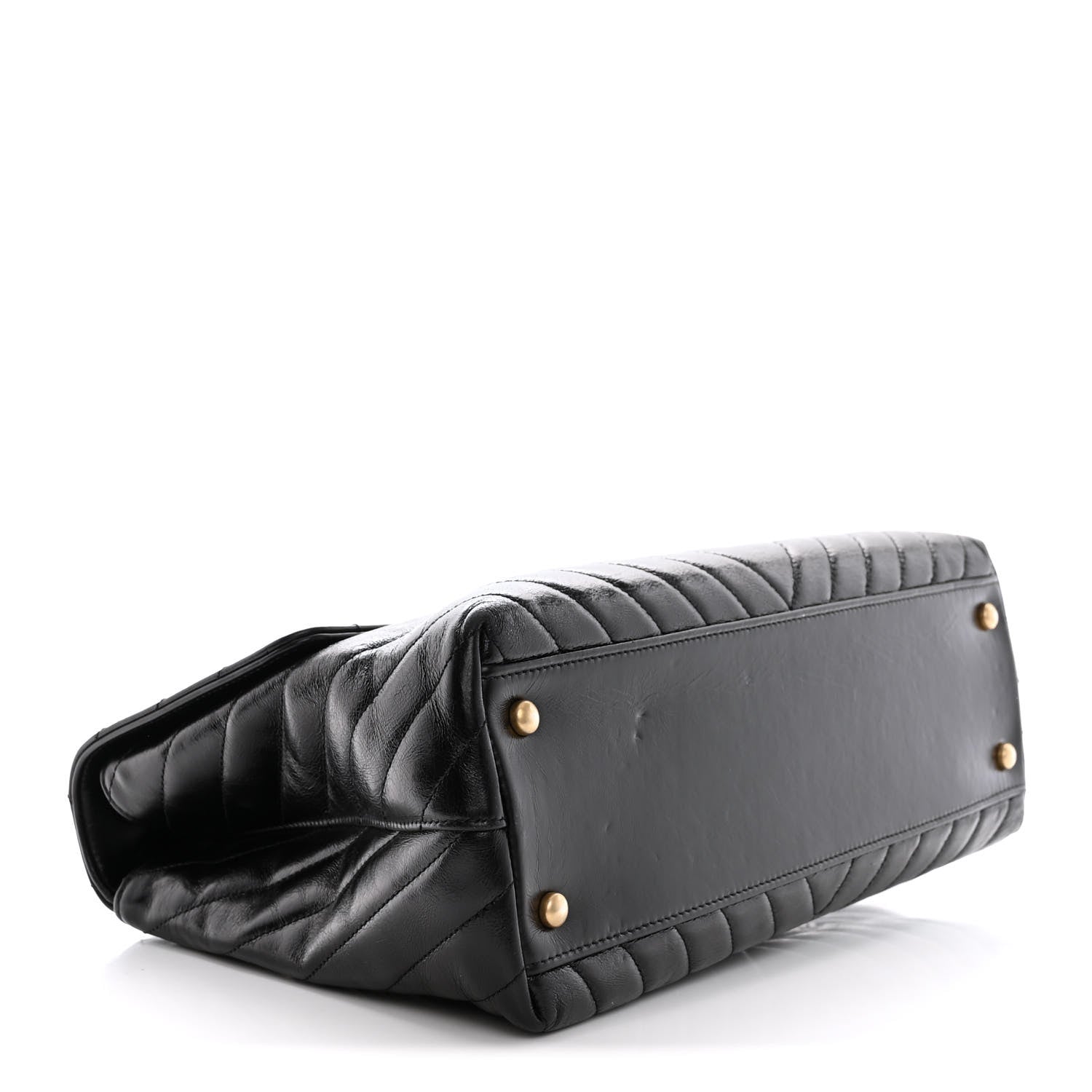 Chanel Calfskin Chevron Quilted Medium Coco Handle Flap Black 4 of 16