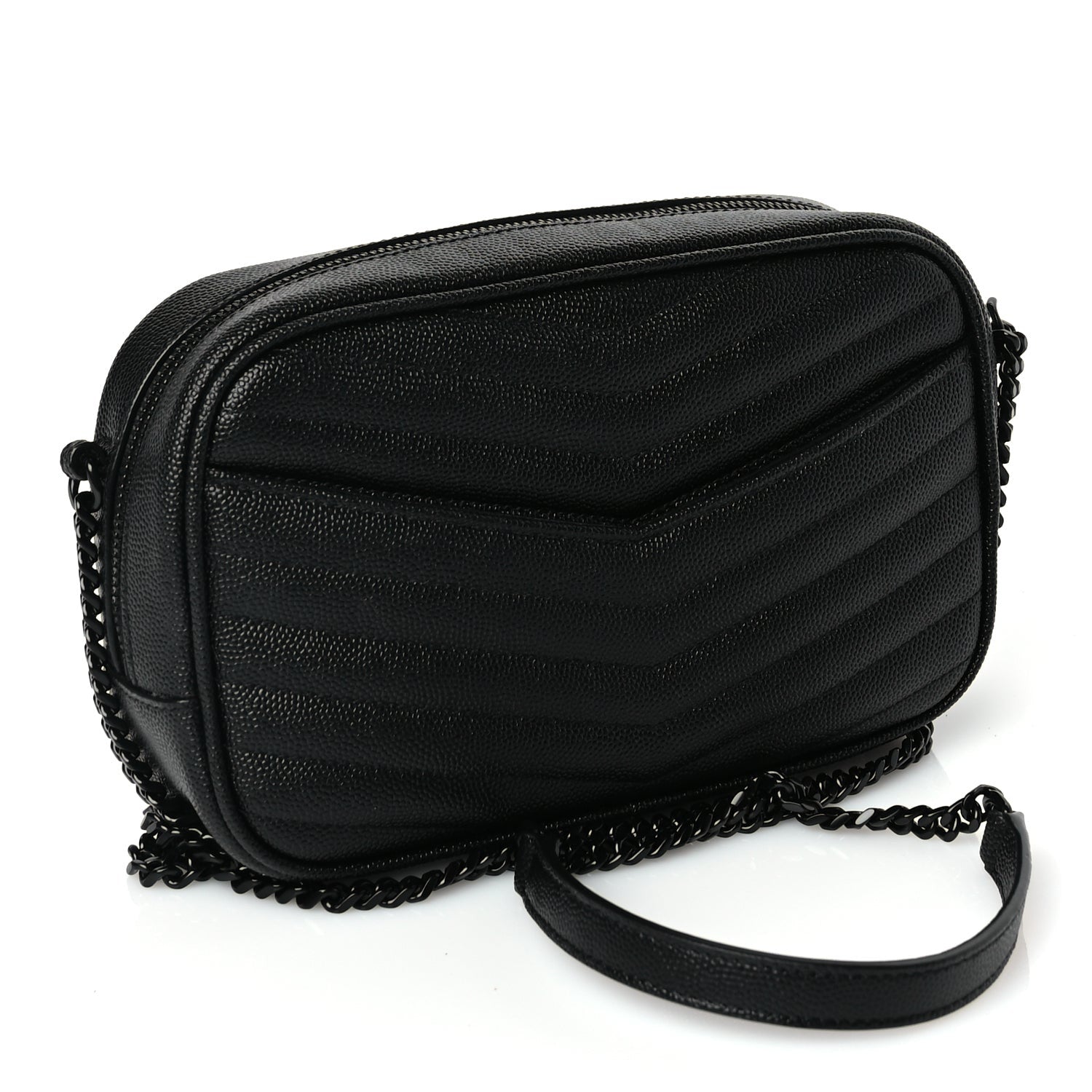 Saint Laurent Grain De Poudre Matelasse Monochrome Monogram Mini Lou Camera Bag Black 2 of 8