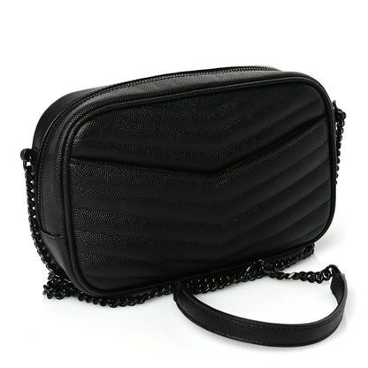 Saint Laurent Grain De Poudre Matelasse Monochrome Monogram Mini Lou Camera Bag Black 2 of 8