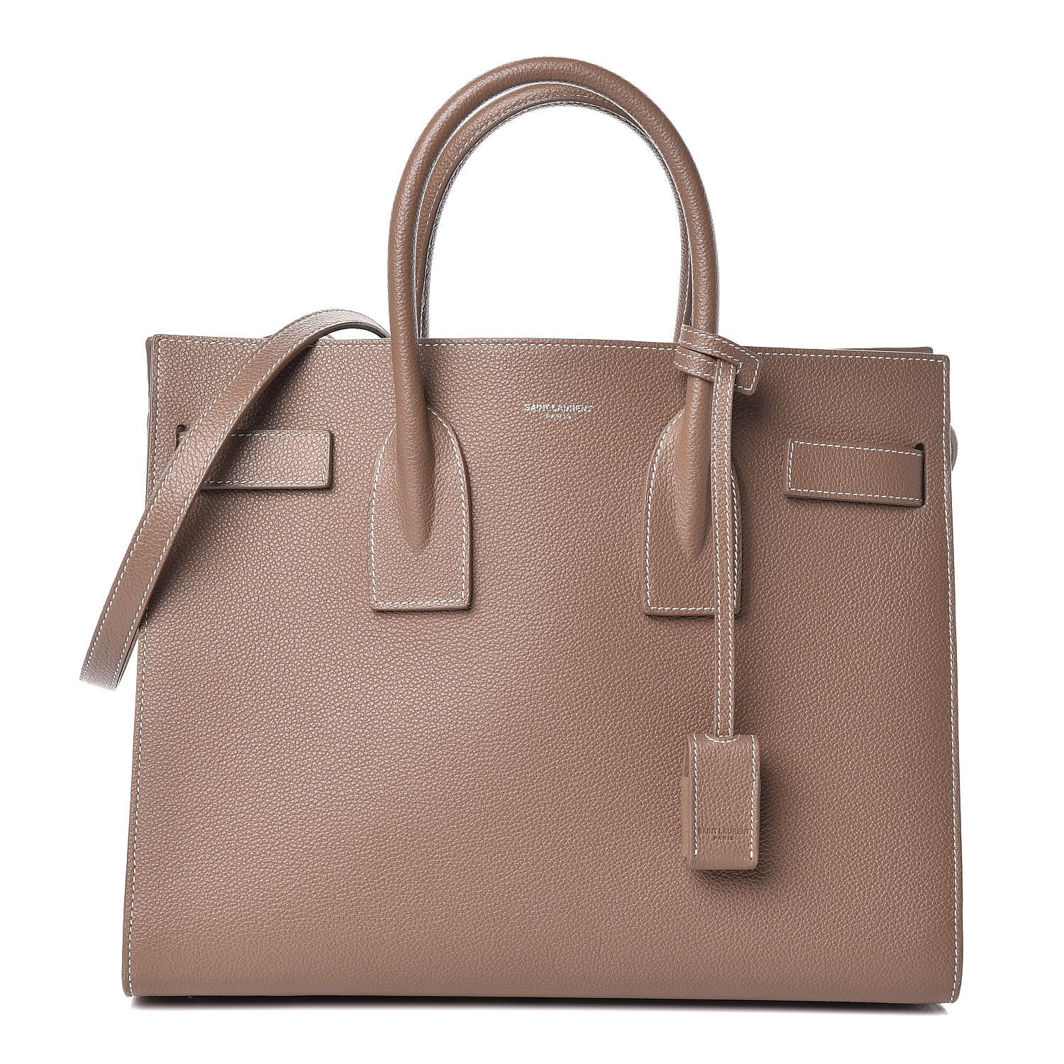 Saint Laurent Grained Calfskin Topstitch Small Classic Sac De Jour Taupe 1 of 11