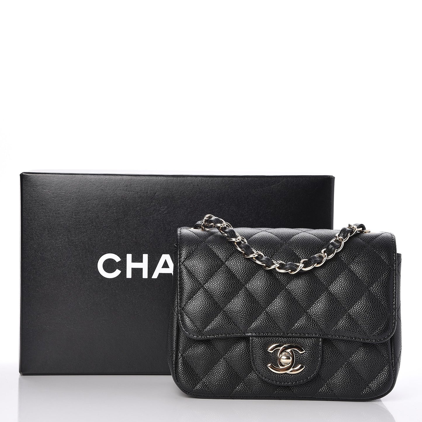 Caviar Quilted Mini Square Flap Black