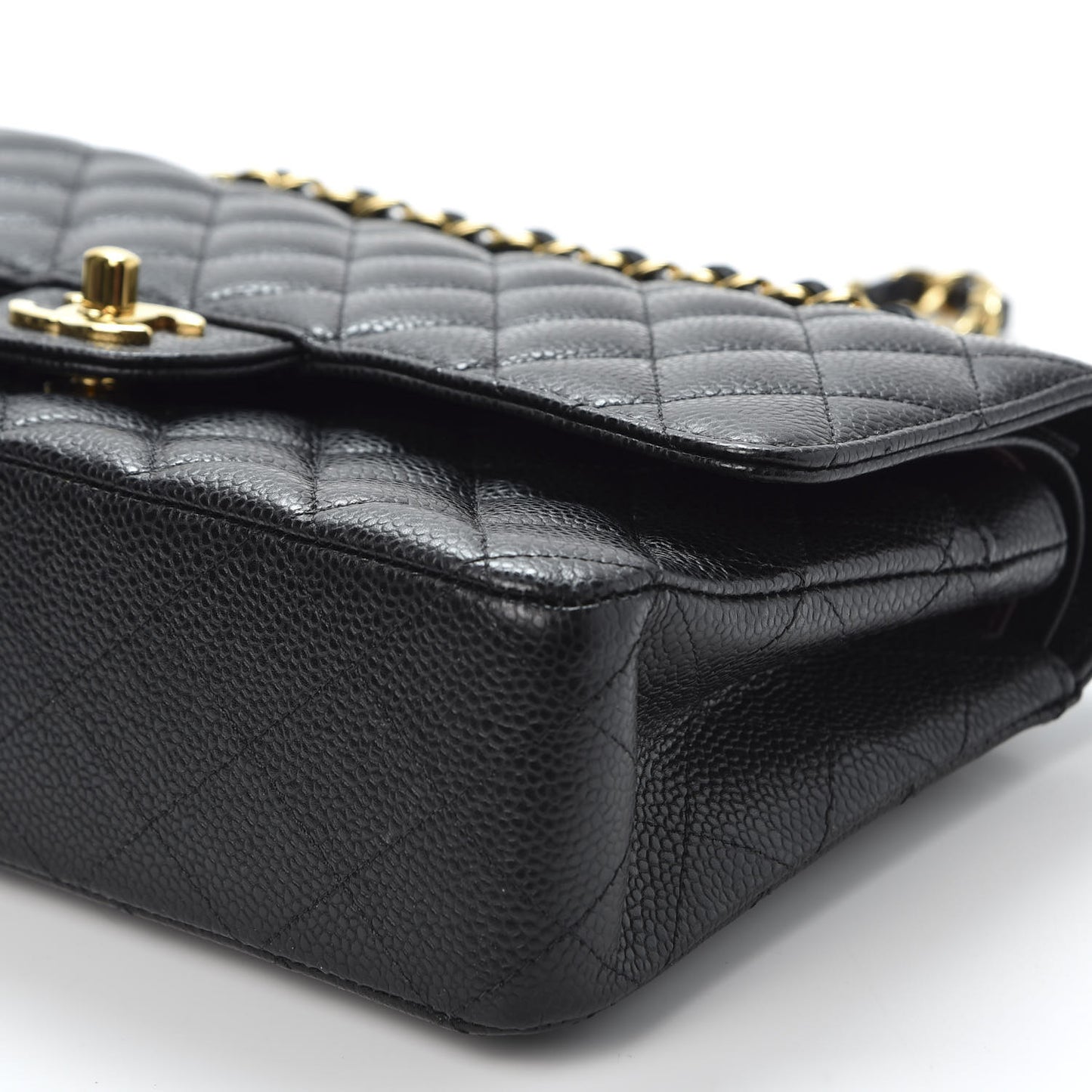 Caviar Quilted Medium Double Flap Black