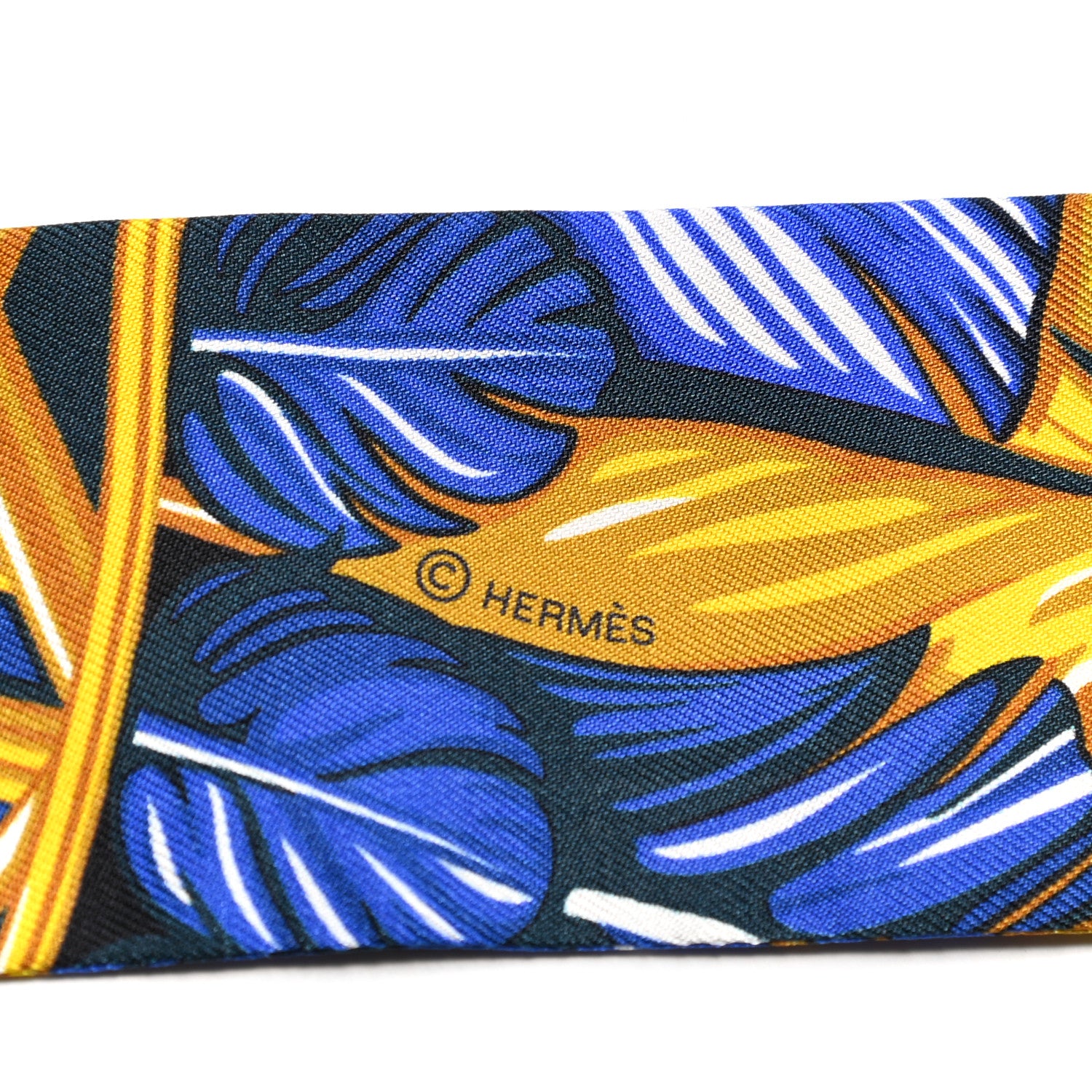 Hermes Silk La Danse Pacifique Twilly Bleu Nuit Jaune Vif 3 of 4