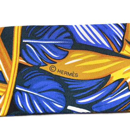 Hermes Silk La Danse Pacifique Twilly Bleu Nuit Jaune Vif 3 of 4