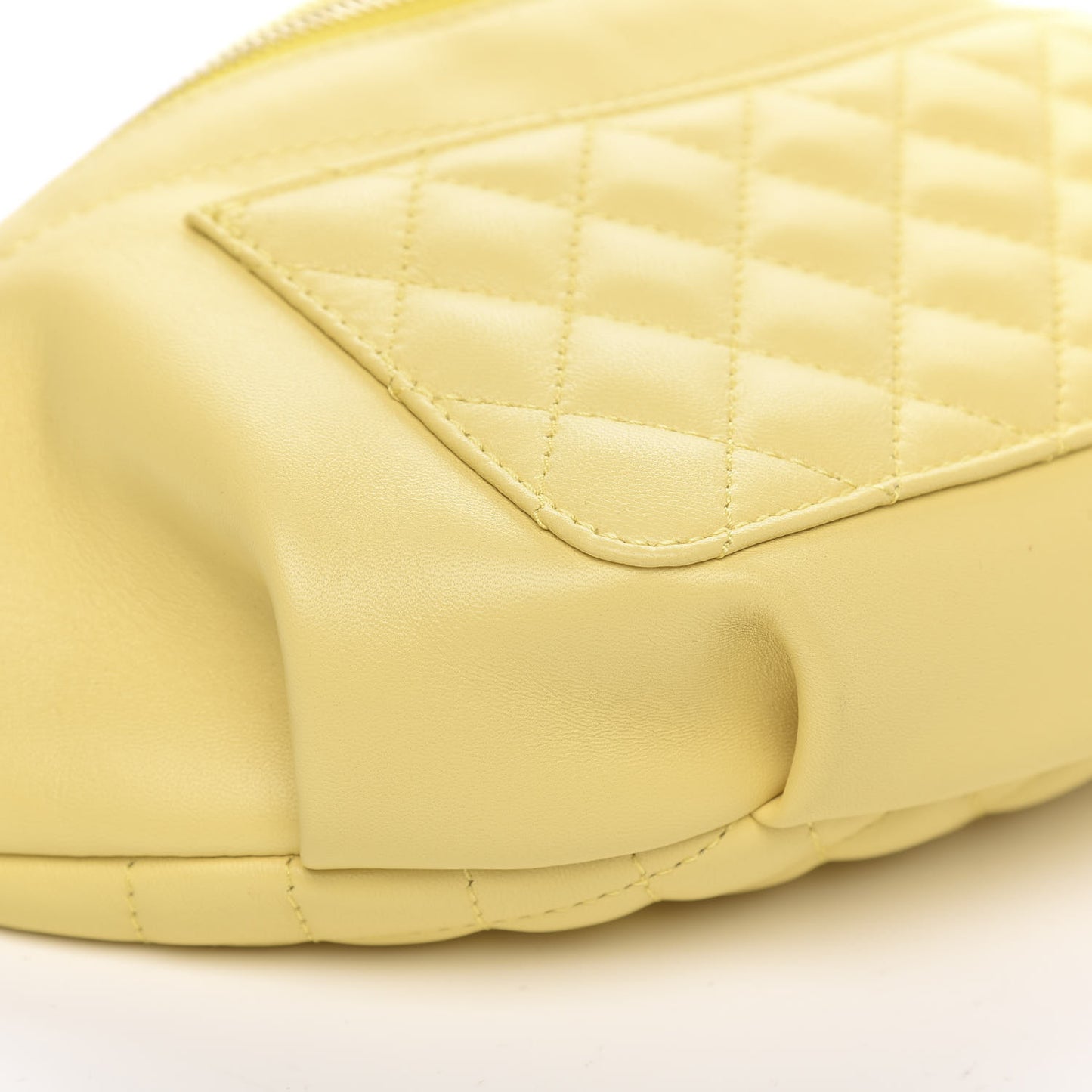 Lambskin Quilted Waist Belt Bag Yellow
