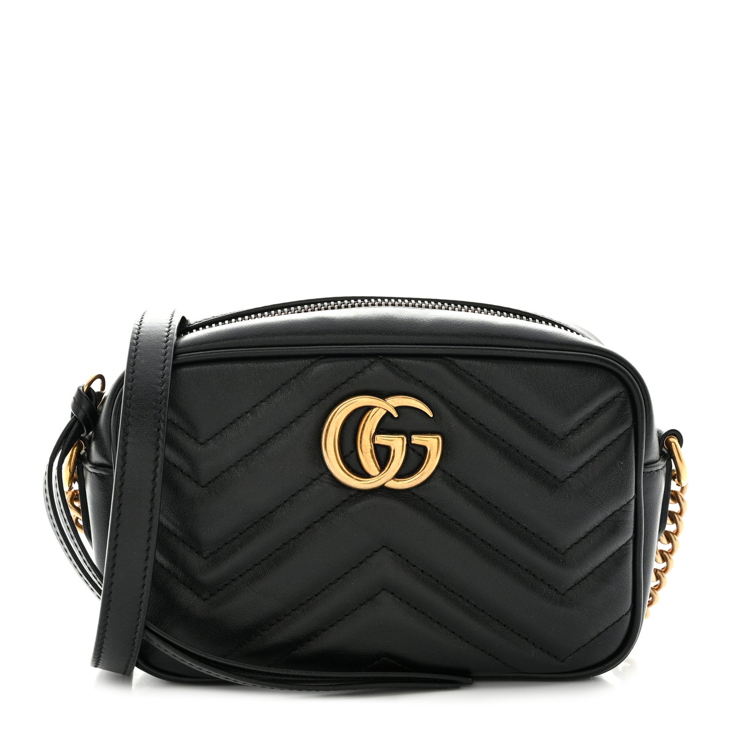 Calfskin Matelasse Mini GG Marmont Chain Shoulder Bag Black
