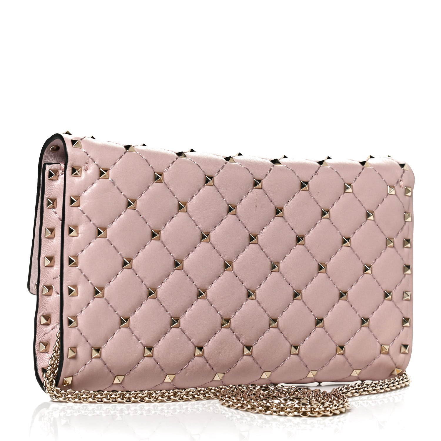 Valentino Garavani Nappa Rockstud Spike Wallet on Chain Water Rose 3 of 10