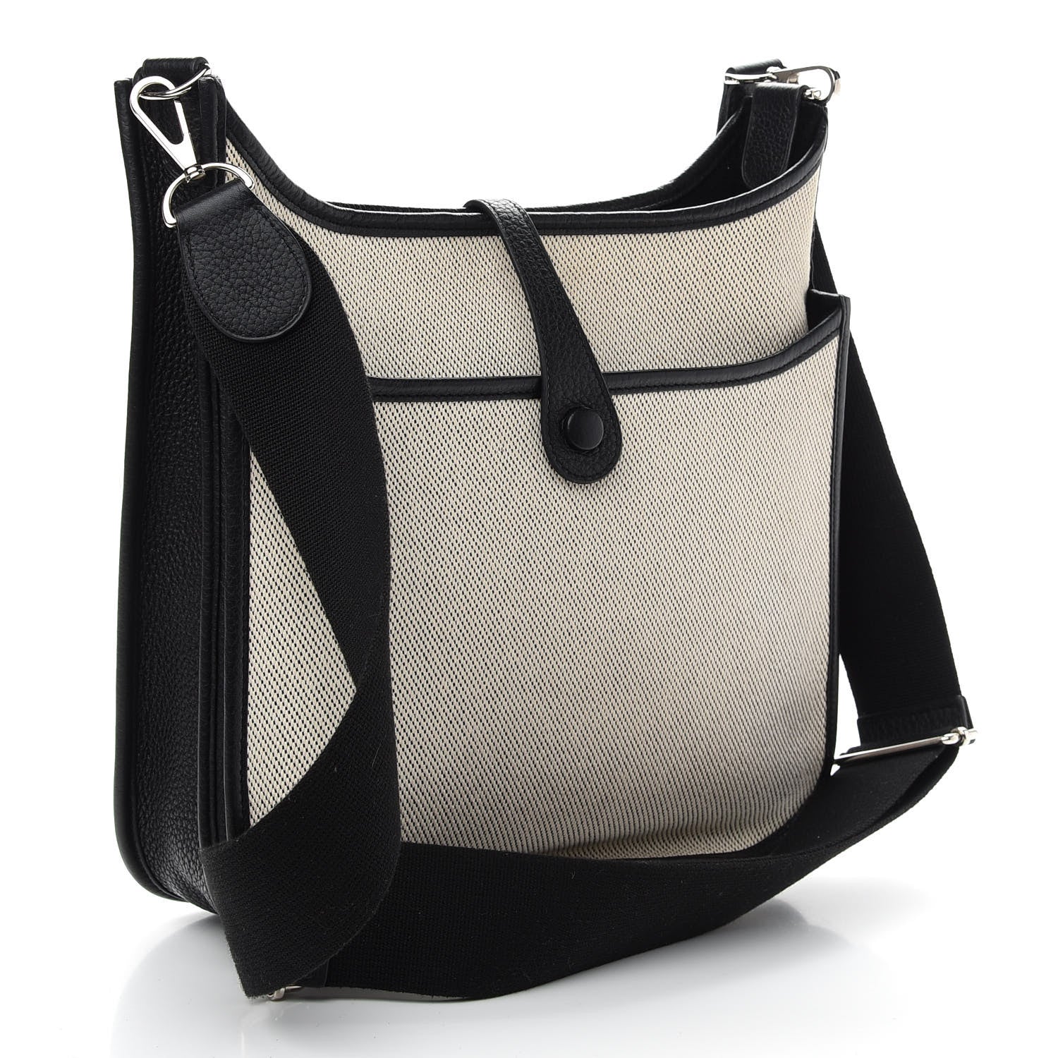 Hermes Toile Taurillon Clemence Evelyne III PM Ecru Black 3 of 9