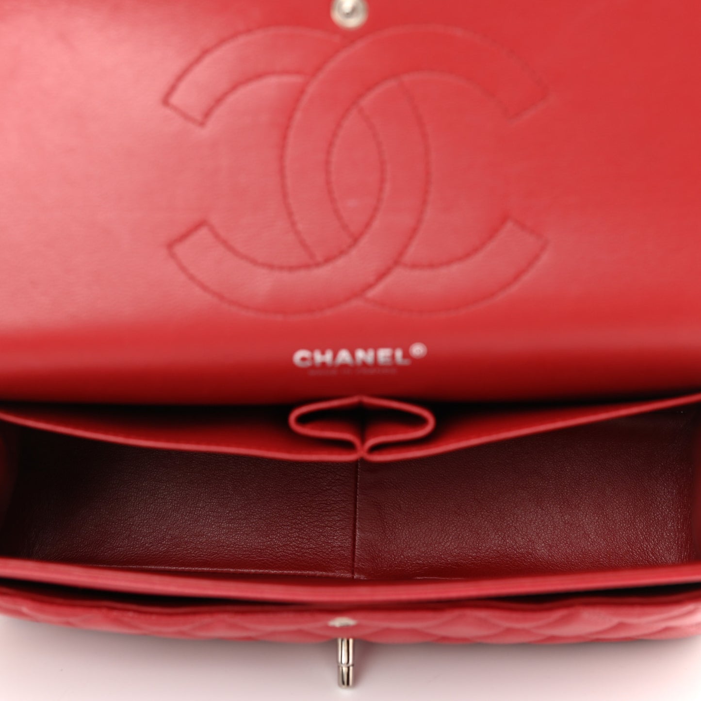 Caviar Quilted Jumbo Double Flap Red
