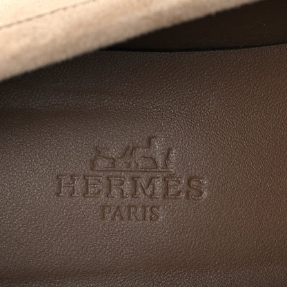 Hermes Suede Goatskin Womens Faubourg Loafers 37 Beige Argile Beige Argile 5 of 9