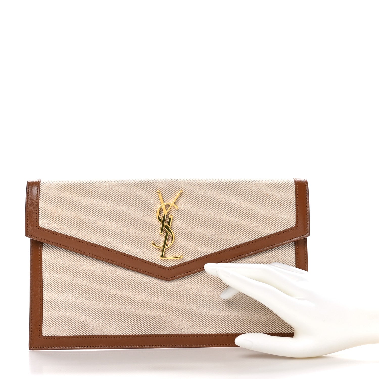 Saint Laurent Canvas Uptown Pouch Natural Beige Brick 2 of 9