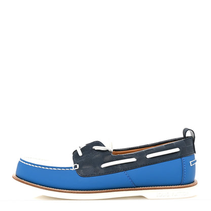 Louis Vuitton Mat Calfskin Mens Rubber America's Cup Marine Boat Shoe Pacific Blue 1 of 7