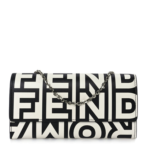 X MARC JACOBS Nappa Vitello King Logo Print Continental Wallet On Chain White Black