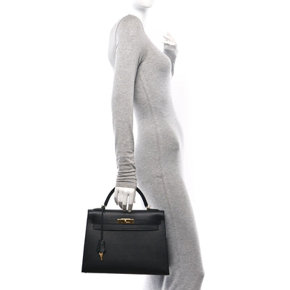 Hermes Epsom Kelly Sellier 32 Black 2 of 10