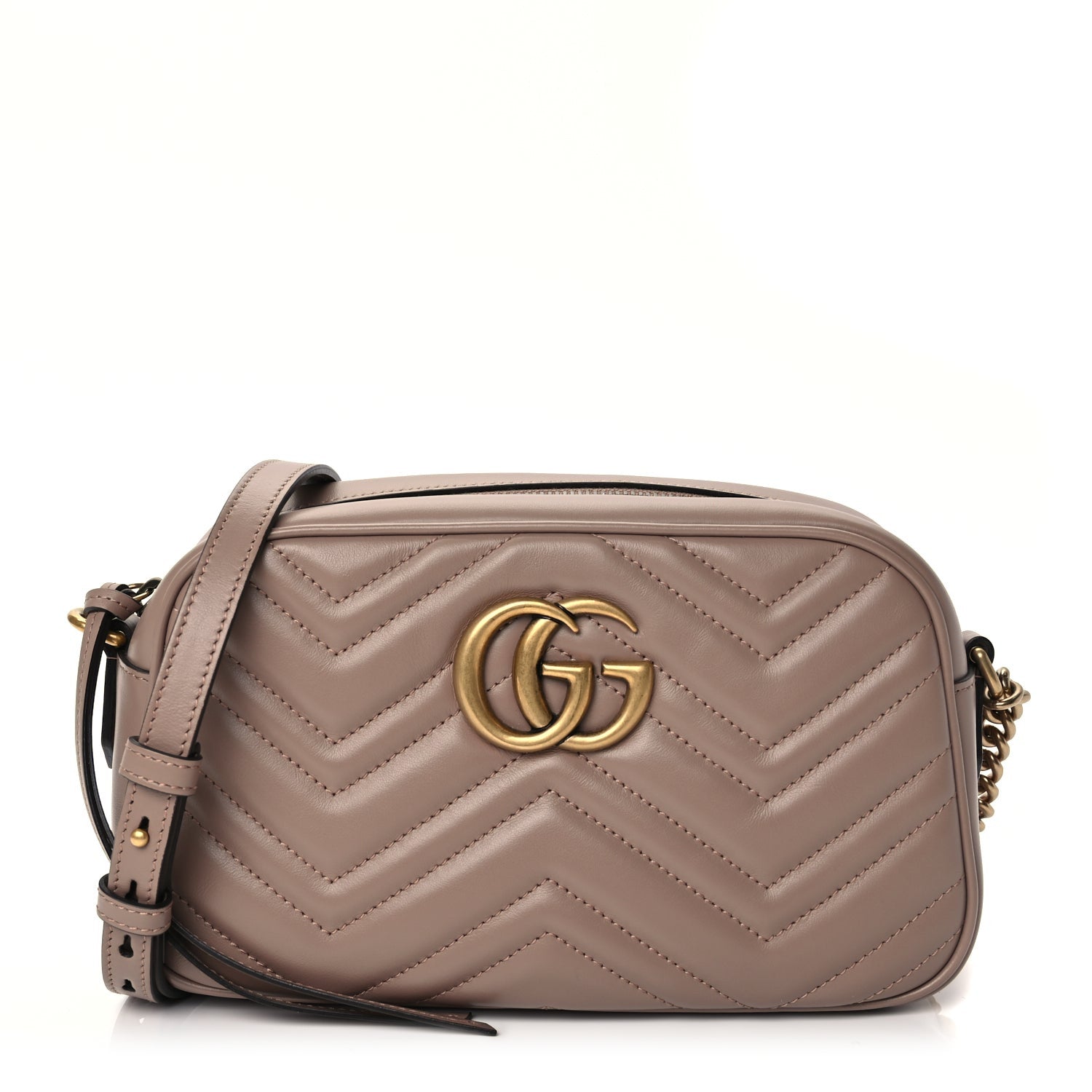 Gucci Calfskin Matelasse Small GG Marmont Chain Shoulder Bag Porcelain Rose 1 of 9