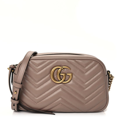 Gucci Calfskin Matelasse Small GG Marmont Chain Shoulder Bag Porcelain Rose 1 of 9