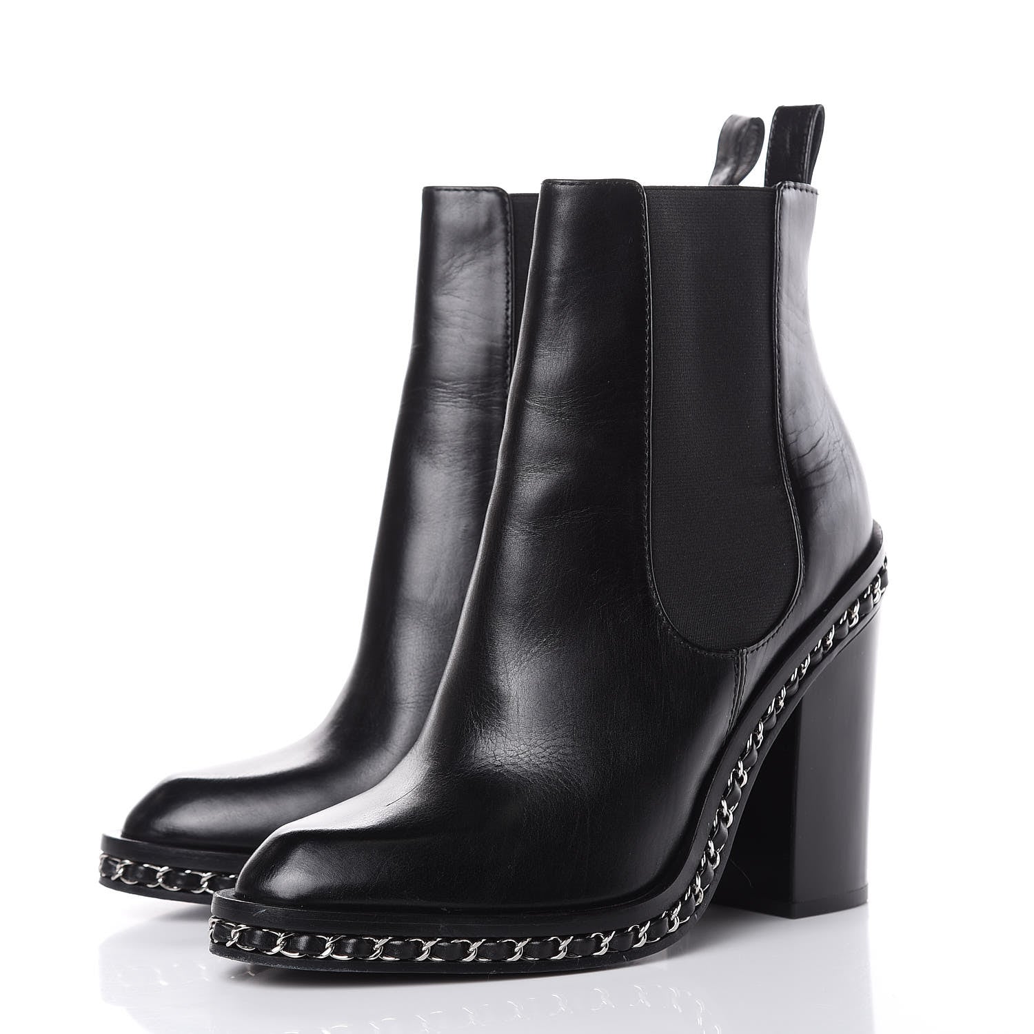 Chanel Calfskin Chain Around Elastic Boots 39 Black 3 of 11