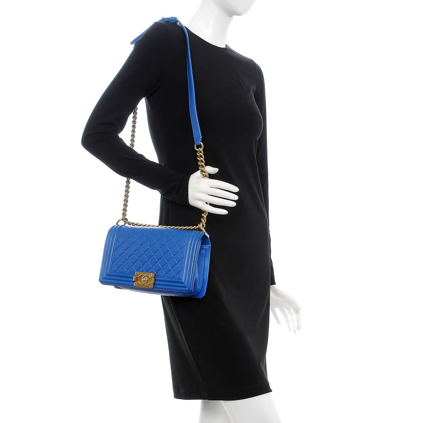 Lambskin Quilted Medium Boy Flap Blue