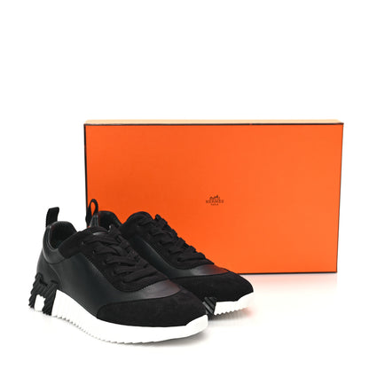 Hermes Goatskin Suede Goatskin Bouncing Sneakers 37 Black 8 of 8