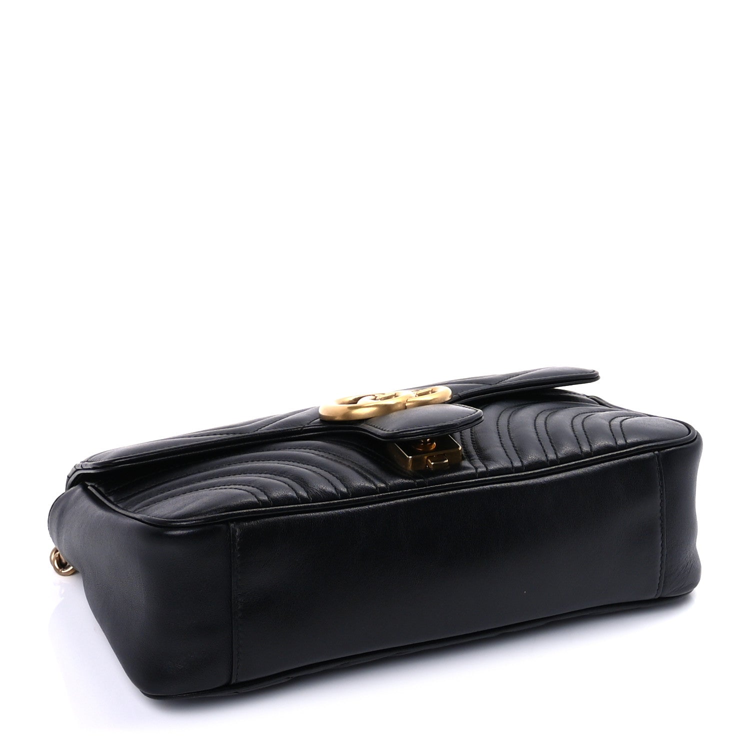 Gucci Calfskin Matelasse Small GG Marmont Shoulder Bag Black 3 of 8