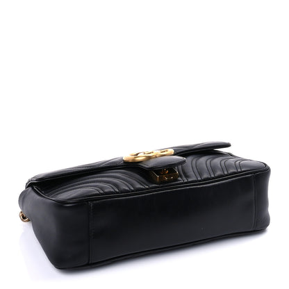Gucci Calfskin Matelasse Small GG Marmont Shoulder Bag Black 3 of 8