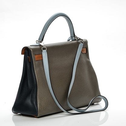 Hermes Taurillon Clemence Arlequin Kelly Retourne 32 Ultraviolet Etain 3 of 30