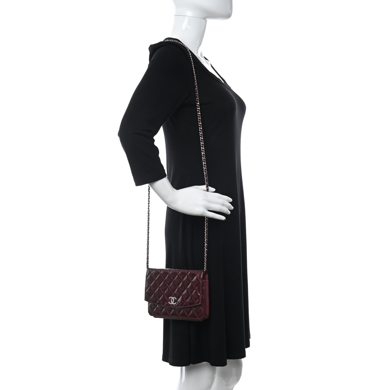 Chanel Patent Quilted Brilliant Wallet On Chain WOC Red 2 of 13