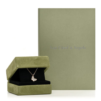 Van Cleef & Arpels VAN CLEEF & ARPELS 18K Yellow Gold Mother of Pearl Sweet Alhambra Butterfly Pendant Necklace 6 of 6