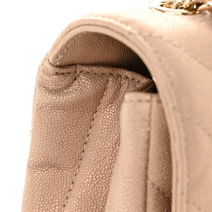 Chanel Metallic Caviar Chevron Quilted Medium Statement Flap Beige 13 of 13