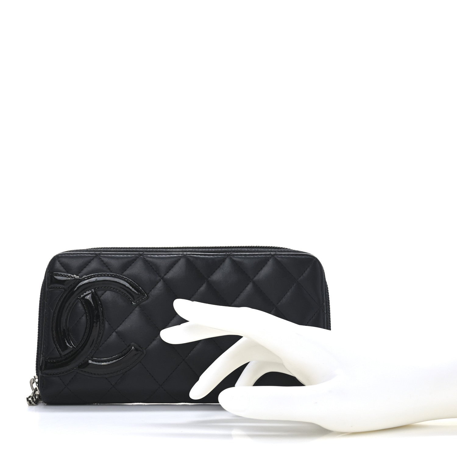 Chanel Calfskin Quilted Cambon Large Gusset Zip Around Wallet Black 2 of 7