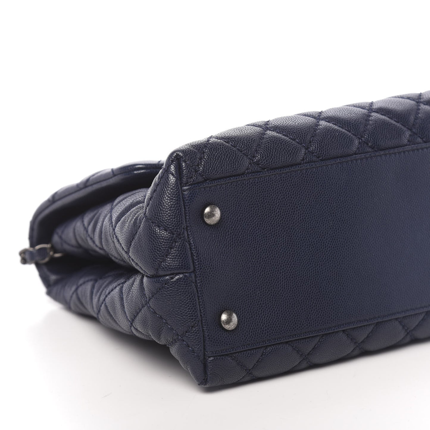Caviar Quilted Medium Coco Handle Flap Navy Blue