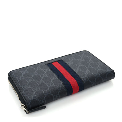 Gucci GG Supreme Monogram Web Zip Around Wallet Black Grey 4 of 6